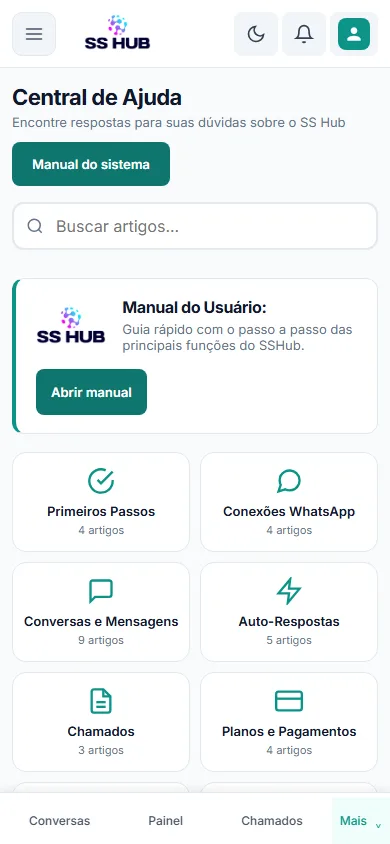 Central de Ajuda no celular