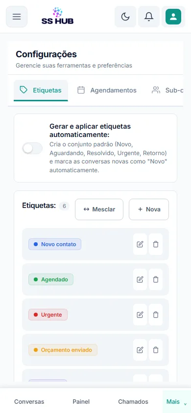 Etiquetas no celular